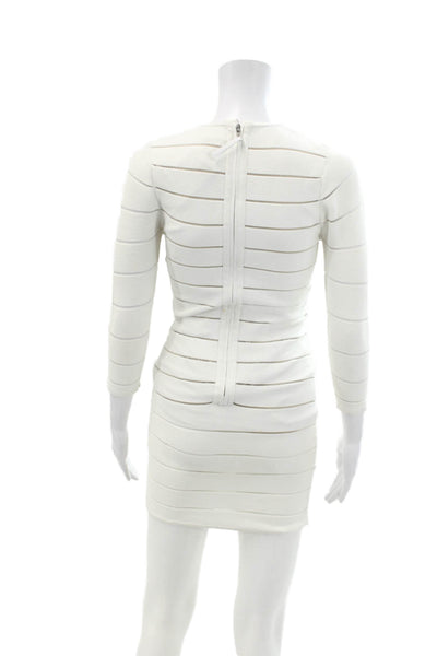 Torn by Ronny Kobo Womens Back Zip 3/4 Sleeve Mini Sheath Dress White Size Small