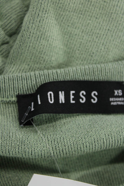 Lioness Womens Sleeveless Crew Neck Ruched Knit Mini Dress Green Size X S