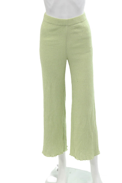 Wilfred Womens Elastic Waistband High Rise Straight Leg Pants Green Size 2XS