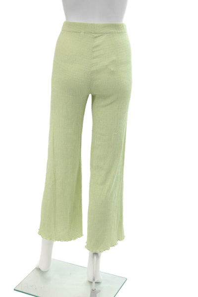 Wilfred Womens Elastic Waistband High Rise Straight Leg Pants Green Size 2XS
