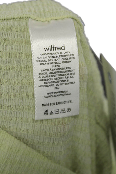 Wilfred Womens Elastic Waistband High Rise Straight Leg Pants Green Size 2XS