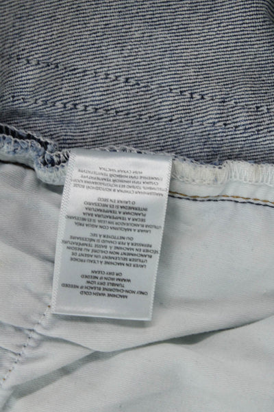 Re/Done Womens Button Fly High Rise Light Wash Distressed Skinny Jeans Blue 23