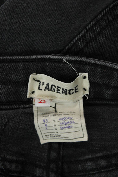 L Agence Womens Zipper Fly High Rise Distressed High Line Skinny Jeans Gray 23