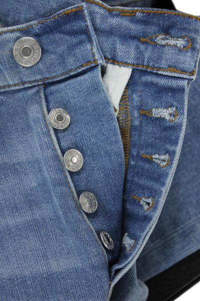 Re/Done Womens Button Fly High Rise Distressed Skinny Jeans Blue Denim Size 23
