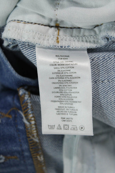 Re/Done Womens Button Fly High Rise Distressed Skinny Jeans Blue Denim Size 23