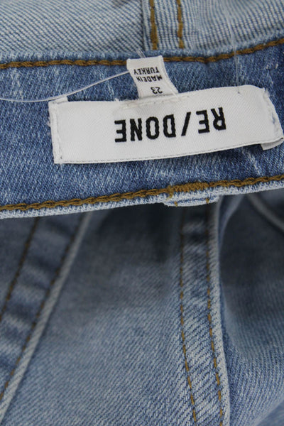 Re/Done Womens Button Fly High Rise Distressed Skinny Jeans Blue Denim Size 23