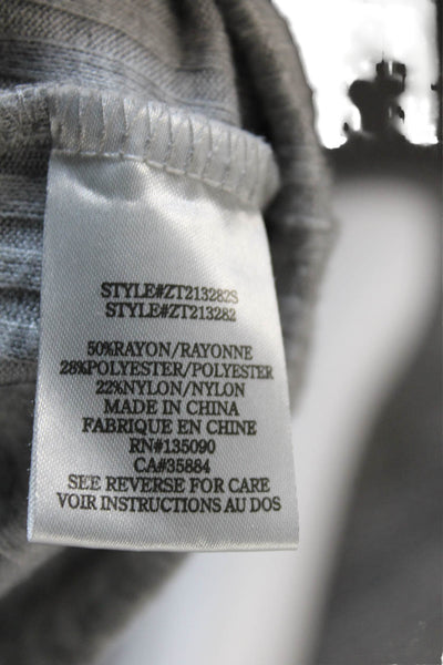 Z Supply Womens Ribbed V-Neck Buttoned Short Cardigan Light Gray Size XS