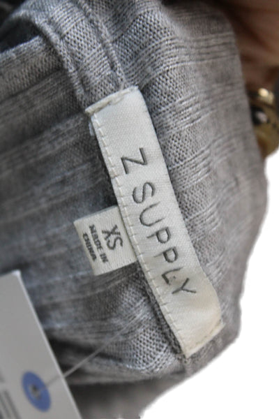 Z Supply Womens Ribbed V-Neck Buttoned Short Cardigan Light Gray Size XS