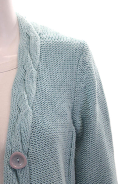 Sundance Womens Cotton Knitted Single Button Short Cardigan Sky Blue Size S