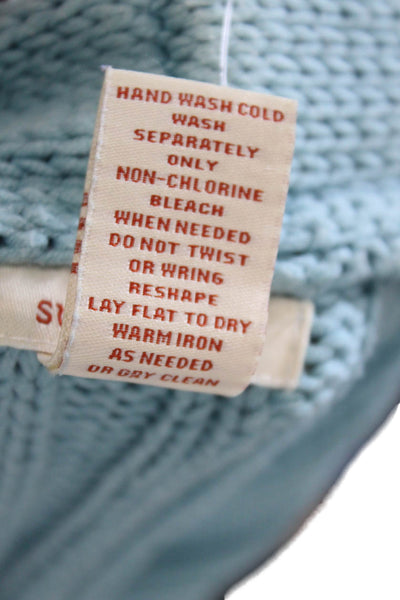Sundance Womens Cotton Knitted Single Button Short Cardigan Sky Blue Size S