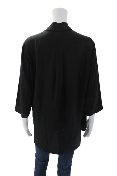 Stella McCartney Womens Silk 3/4 Sleeve V-Neck Blouse Top Black Size 42