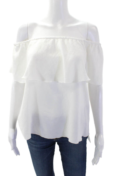 7 For All Mankind Womens Short Sleeves Blouse Snow White Size Extra Small