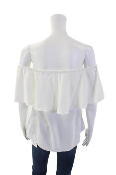 7 For All Mankind Womens Short Sleeves Blouse Snow White Size Extra Small