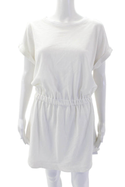 Splendid Womens Rolled Short Sleeves A Line Dress White Cotton Size Medium