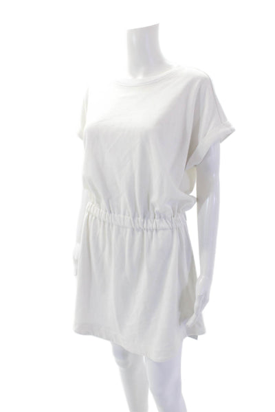 Splendid Womens Rolled Short Sleeves A Line Dress White Cotton Size Medium