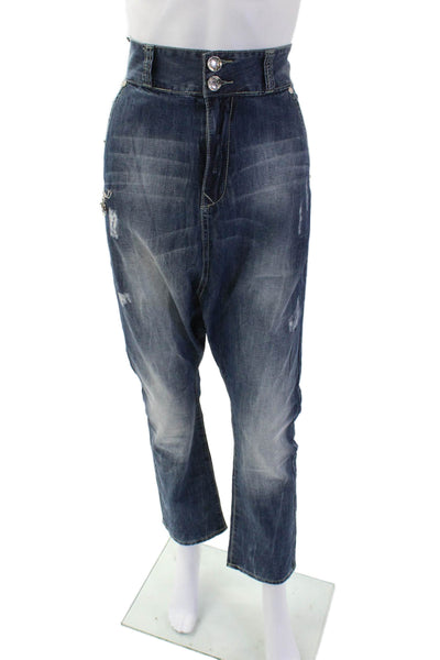 NYC Star Womens Cotton Denim Five Pocket High-Rise Harem Jeans Blue Size 26