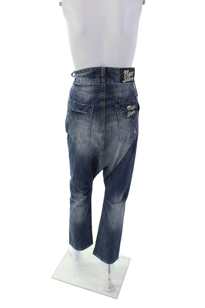 NYC Star Womens Cotton Denim Five Pocket High-Rise Harem Jeans Blue Size 26