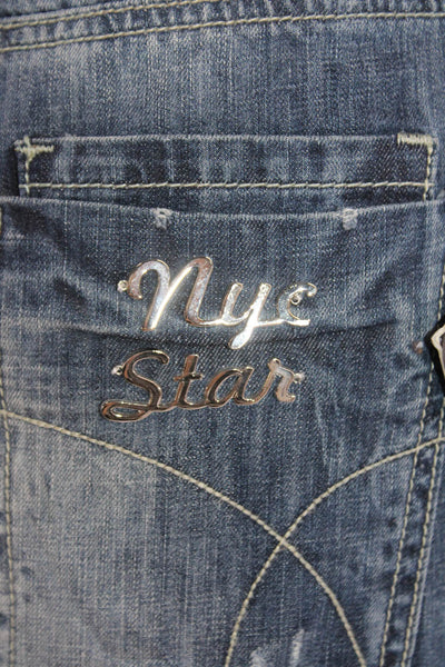 NYC Star Womens Cotton Denim Five Pocket High-Rise Harem Jeans Blue Size 26