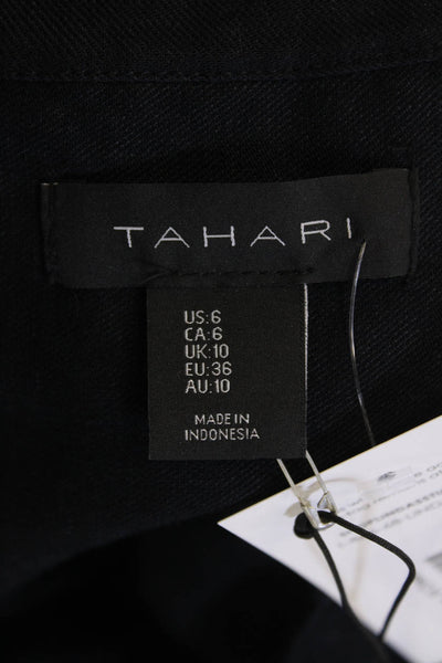 Tahari Womens Stretch Linen V-neck Buttoned Shift Dress Midnight Blue Size 6