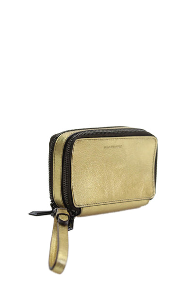 Reed Krakoff Womens Double Zip Wristlet Wallet Metallic Gold