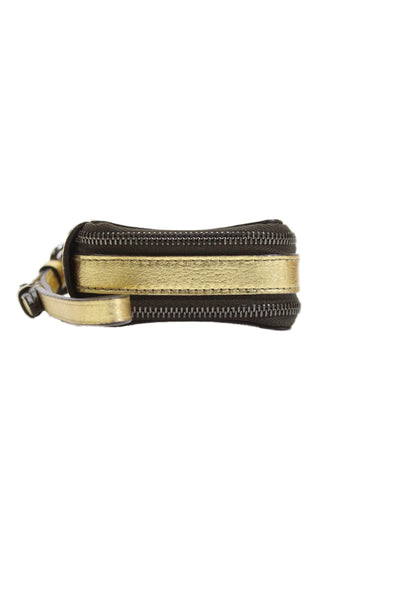 Reed Krakoff Womens Double Zip Wristlet Wallet Metallic Gold
