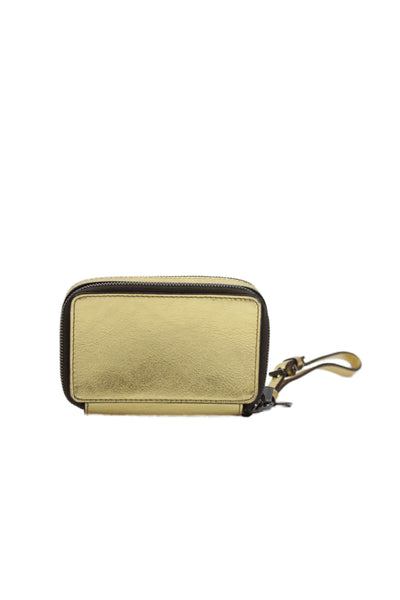 Reed Krakoff Womens Double Zip Wristlet Wallet Metallic Gold
