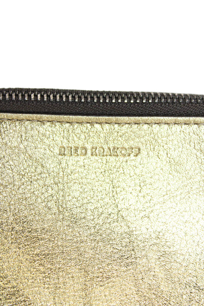 Reed Krakoff Womens Double Zip Wristlet Wallet Metallic Gold