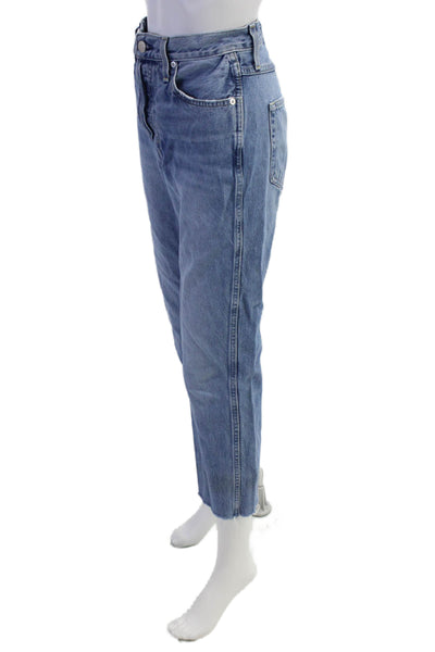 Amo Womens Cotton Denim Mid-Rise Five Pocket Tapered Jeans Blue Size 28