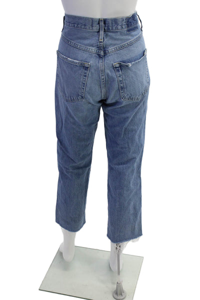 Amo Womens Cotton Denim Mid-Rise Five Pocket Tapered Jeans Blue Size 28