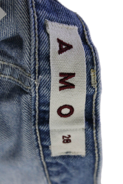 Amo Womens Cotton Denim Mid-Rise Five Pocket Tapered Jeans Blue Size 28