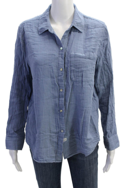 Rails Womens Cotton Collared Long Sleeve Buttoned Blouse Light Blue Size M