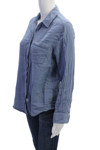 Rails Womens Cotton Collared Long Sleeve Buttoned Blouse Light Blue Size M