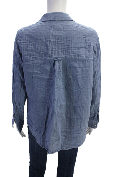 Rails Womens Cotton Collared Long Sleeve Buttoned Blouse Light Blue Size M