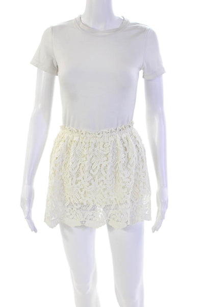 Free People Womens Cotton Lace Lined Mini Skirt White Size Small