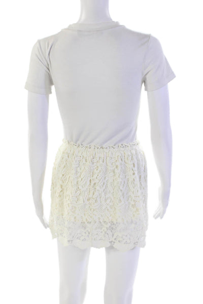 Free People Womens Cotton Lace Lined Mini Skirt White Size Small