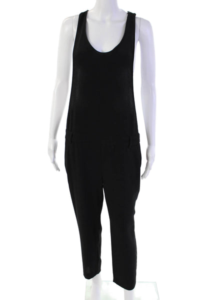 Zara Womens Scoop Neck Sleeveless Straight Leg Jumpsuit Black Size M