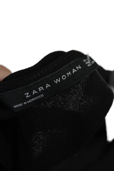 Zara Womens Scoop Neck Sleeveless Straight Leg Jumpsuit Black Size M