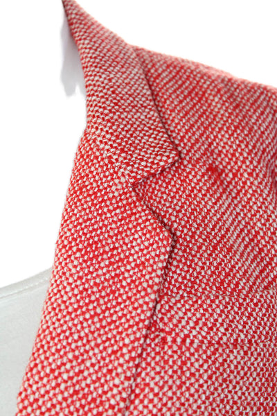 Elizabeth and James Womens Cotton One Button 3/4 Sleeve Unlined Blazer Red Size
