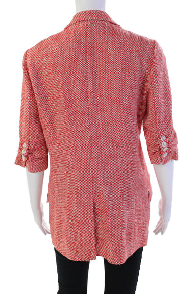 Elizabeth and James Womens Cotton One Button 3/4 Sleeve Unlined Blazer Red Size