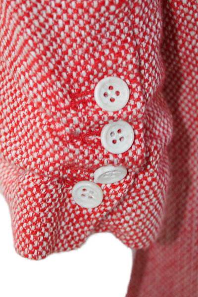 Elizabeth and James Womens Cotton One Button 3/4 Sleeve Unlined Blazer Red Size
