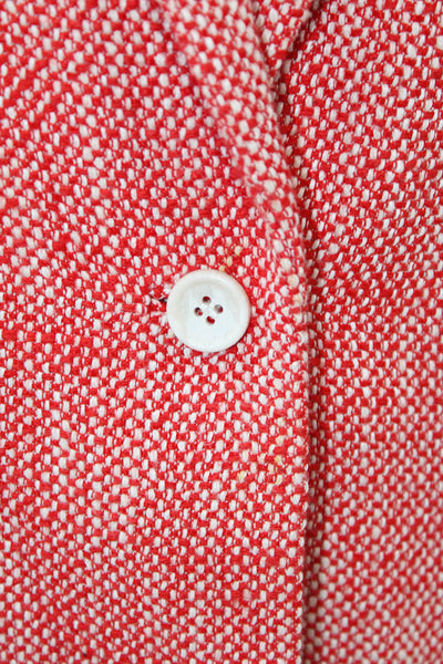 Elizabeth and James Womens Cotton One Button 3/4 Sleeve Unlined Blazer Red Size