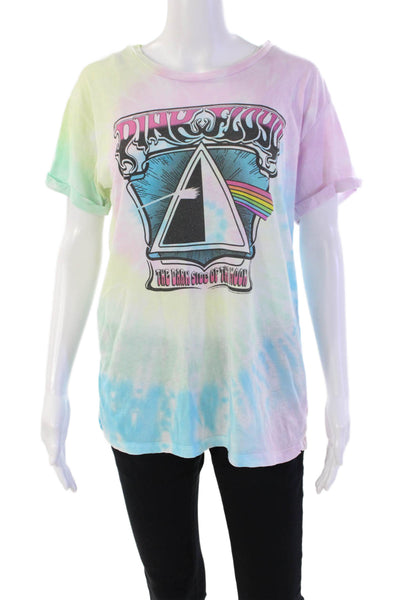 Chaser Womens Short Sleeve Tie Dyed Graphic Band Tee Shirt Pink Multi Small
