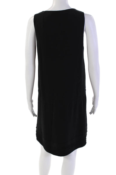 Thakoon Addition Womens Sleeveless V Neck Pintuck Silk Shift Dress Black Size 4