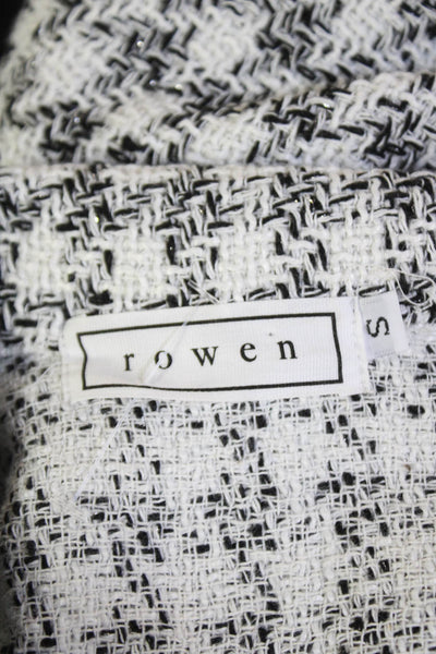 Rowen Women's Collared Long Sleeves Button Up Tween Jacket Black White Size S
