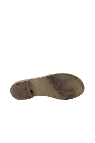 Jack Rogers Womens Metallic Leather Slide On Thong Sandals Silver Size 5