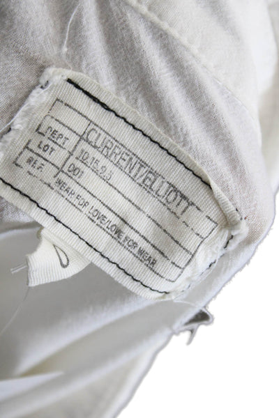 Current/Elliott Womens Cotton Long Sleeve Button Up Blouse Top White Size 0