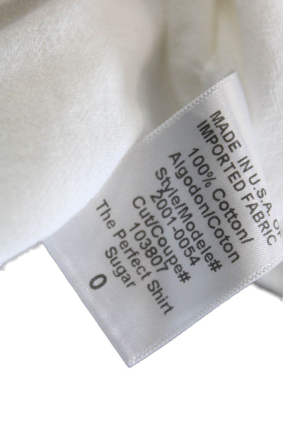 Current/Elliott Womens Cotton Long Sleeve Button Up Blouse Top White Size 0