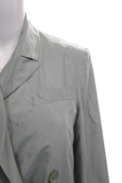 Vince Womens Textured Long Sleeve Collared Sleek Button Blouse Gray Size S