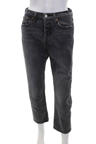 Levis Womens Cotton Five Pocket Mid-Rise Straight Leg Jeans Gray Size 25