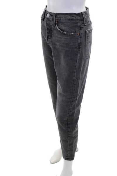 Levis Womens Cotton Five Pocket Mid-Rise Straight Leg Jeans Gray Size 25